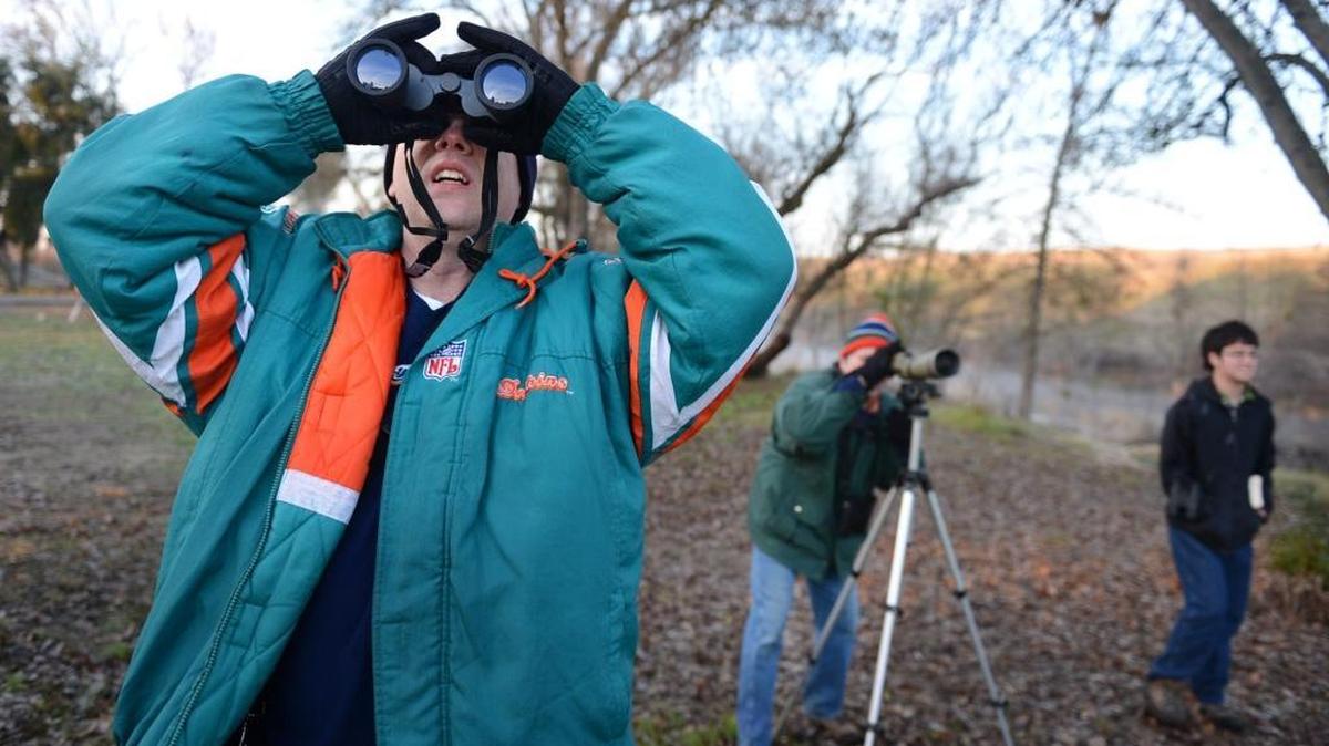 Doug Ryder, Larry Parmeter and Nathan Parmeter, left to right, take part in the National Audubon Society’s 113th annual Christmas Bird Count in 2012. This year’s local bird-surveying event takes place Dec. 19 at Lost Lake Park and other nearby locations.