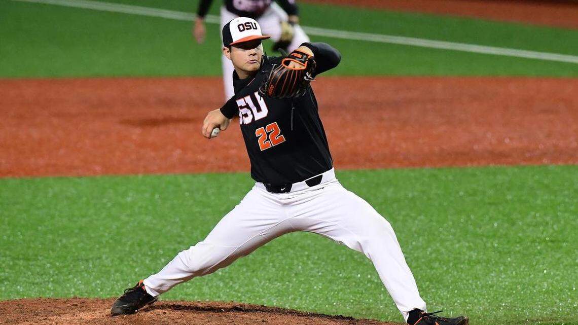 Oregon State and former Buchanan High pitcher Grant Gambrell was selected with the second pick in the third round (80th overall) by the Kansas City Royals.