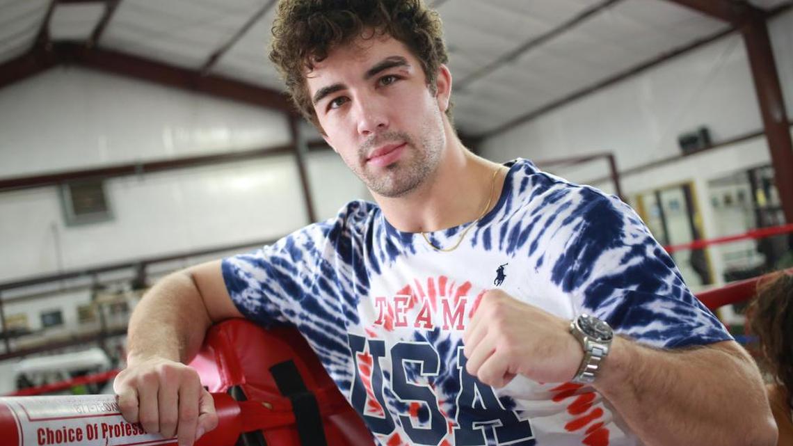 Olympic medalist Richard Torrez Jr. posed for a photo inside the Tulare Athletic Boxing Club on Aug. 18. Torrez Jr. took home the Silver medal representing the United States during the men’s super heavyweight at the 2020 Summer Olympics, Sunday, Aug. 8, 2021, in Tokyo, Japan.