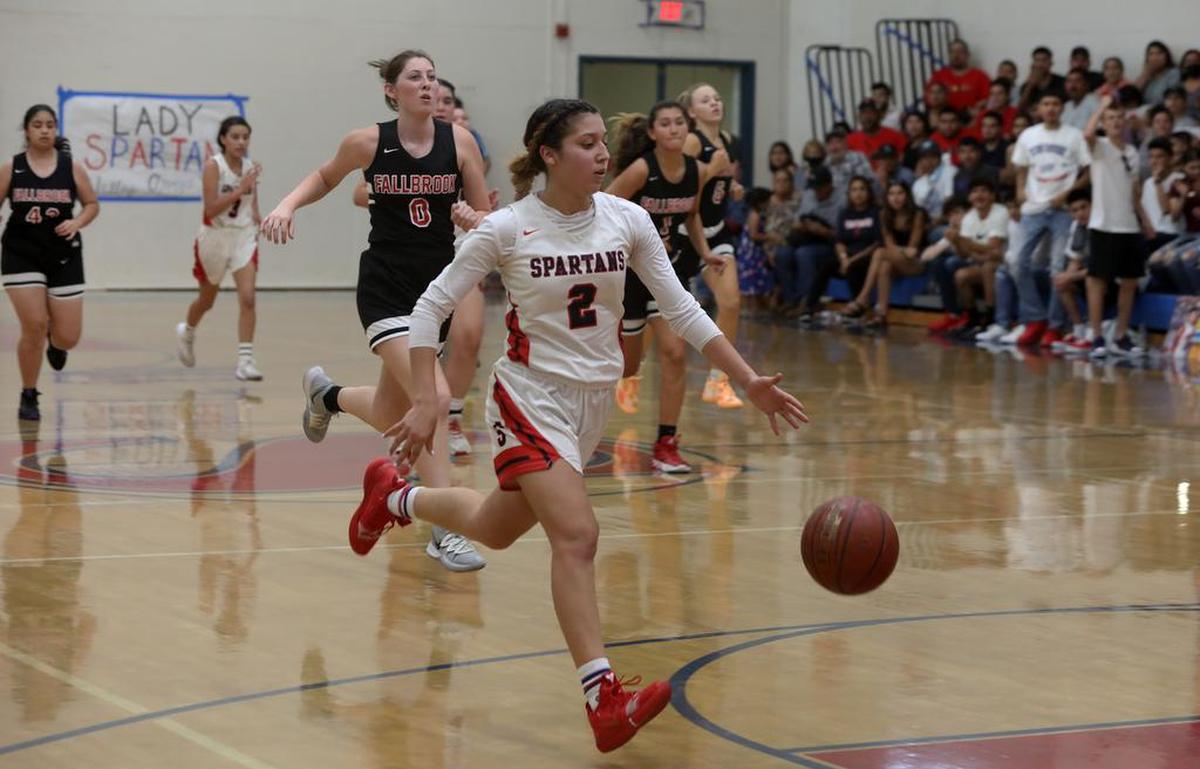 Strathmore High senior guard Jazmine Soto drives for a layup during the 63-54 win over Fallbrook High on June 19, 2021 to win the CIF Southern Section Division V-AA title.