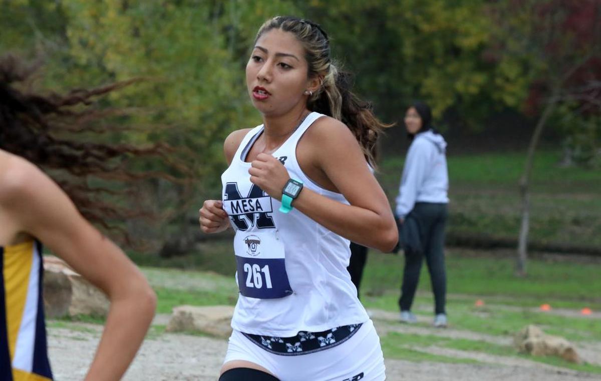 San Diego Mesa sophomore Yahaira Zuñiga placed second in 18:06.5 on the Woodward Park 5-kilometer course during the California Community College state cross country championship on Nov. 20, 2021.Rivers