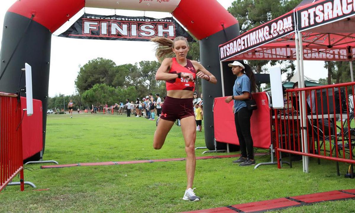 Alicia Cridebring of Flagstaff, Arizona finished second in the women’s division of the Miguel Reyes 5K at Woodward Park on July 31, 2022. with a time of 16:15.81.