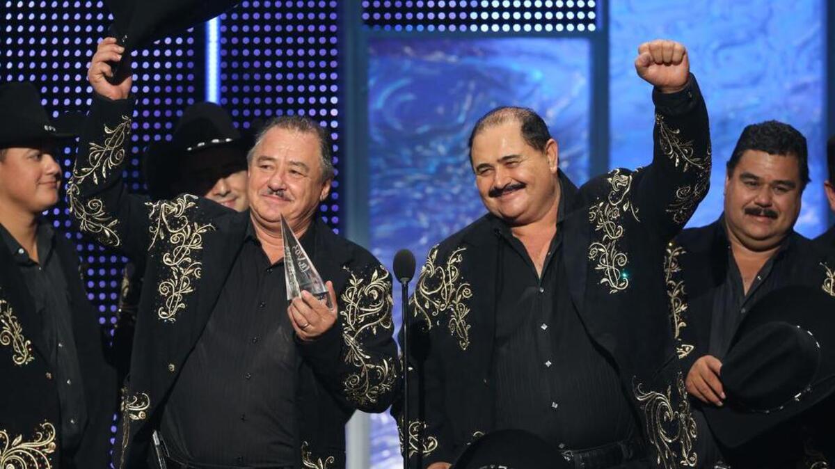 Los Huracanes Del Norte en el escenario de los Premios Billboard de la Música Mexicana 2012. El grupo recibio un estrella en el Paseo de la Fama en Hollywood.