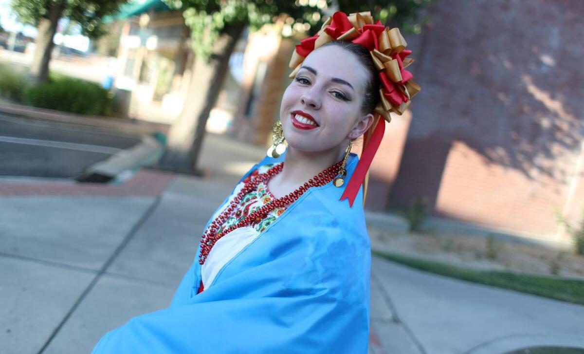 Ukraine exchange student Alina Ivanova, 17, took up Mexican folkloric dancing while attending Dinuba High School. She will return to her hometown of Vinnytsya in eastern Ukraine on June 20.