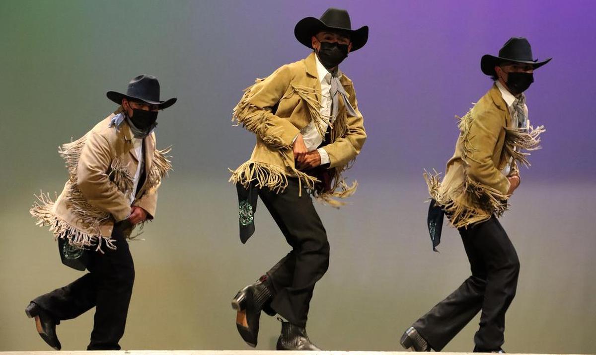 Ballet Folklórico de Clovis East High School performs huapangos and polkas from Nuevo León during the 2022 High School Show Offs at Fresno High on March 12, 2022.