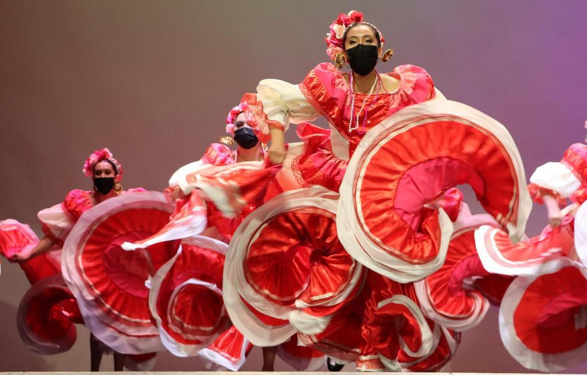 Los Paisanos de Selma High School perform a dance from Colima during the 2022 High School Show Offs at Fresno High on March 12, 2022.