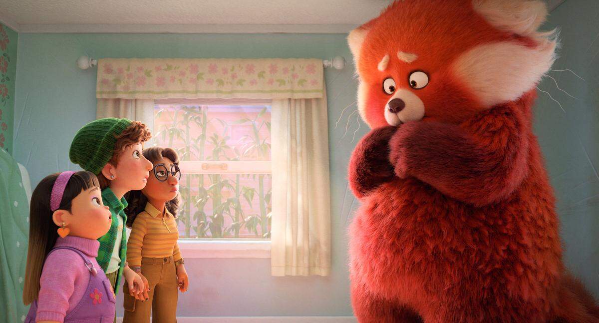 WE’VE GOT YOUR (FLUFFY) BACK – In Disney and Pixar’s all-new original feature film “Turning Red,” everything is going great for 13-year-old Mei—until she begins to “poof” into a giant panda when she gets too excited. Fortunately, her tightknit group of friends have her fantastically fluffy red panda back. Featuring the voices of Rosalie Chiang, Ava Morse, Maitreyi Ramakrishnan and Hyein Park as Mei, Miriam, Priya and Abby, “Turning Red” will debut exclusively on Disney+ (where Disney+ is available) on March 11, 2022. © 2022 Disney/Pixar. All Rights Reserved.
