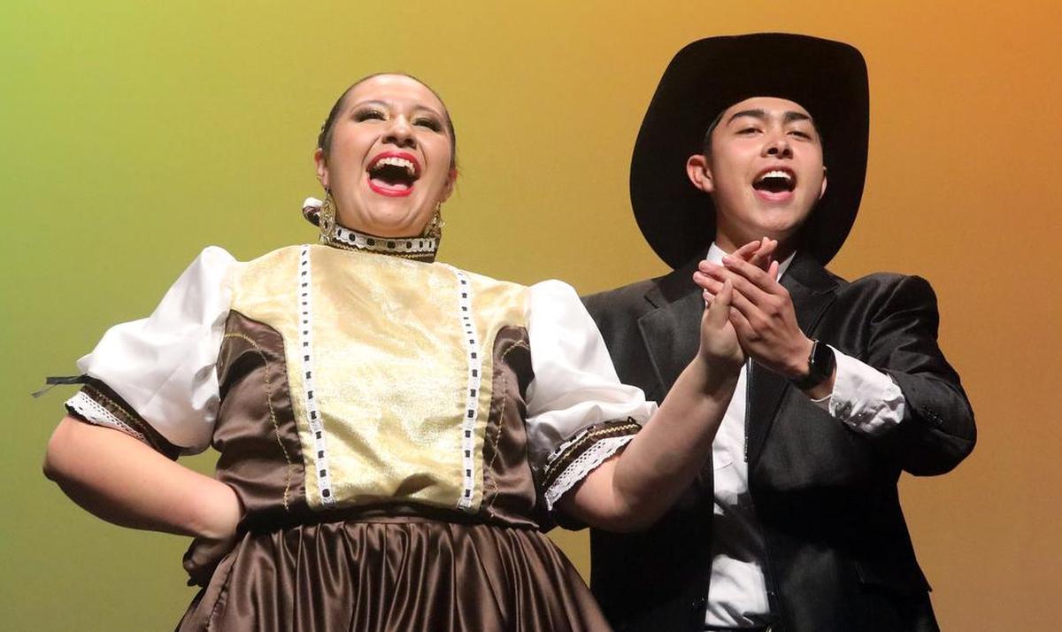 Danzantes de Tláloc from Central East performed polkas from Chihuahua during the High School Show Offs at Fresno High on Feb. 25, 2023.
