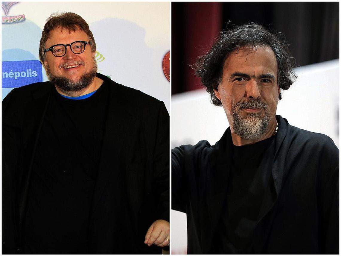 Combo de fotografías de archivo que muestran a los cineastas mexicanos Guillermo del Toro (i) y Alejandro González Iñarritu (d), durante actos protocolarios en Ciudad de México.