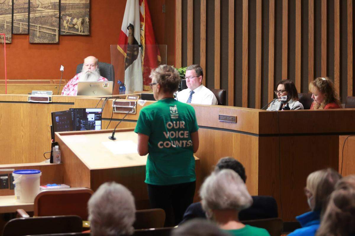 Cathleen Jorgensen spoke at Tuesday’s final hearing as well as in previous hearing in favored public map 101, which was submitted by the nonprofit organization Valley Voices, which has been engaging with the community in Kings County by collecting Community of Interest (COI) Surveys and hosting weekly Redistricting Zoom meetings.
