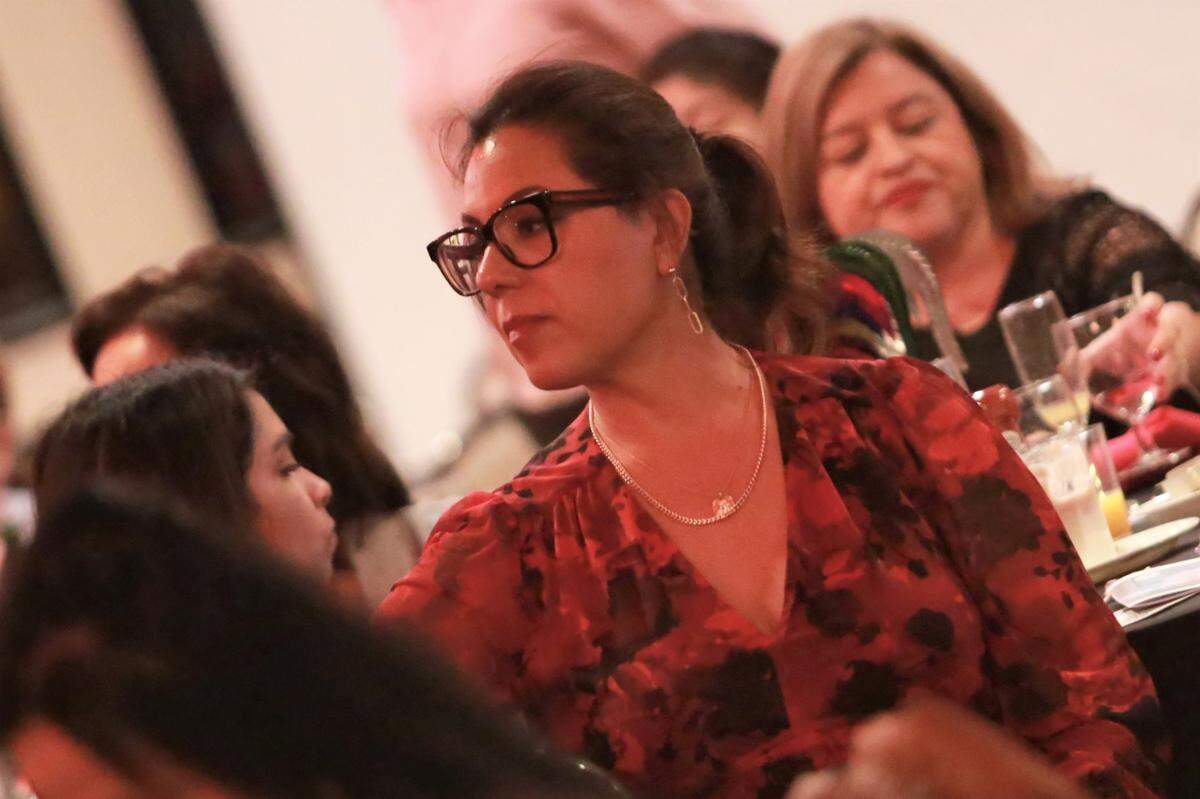 Former Assemblymember Nicole Parra, here in 2021 at the League of Mexican American Women’s Fiesta Navideña annual scholarship fundraiser, is mounting a fight against Melissa Hurtado in the 16th state Senate District race.