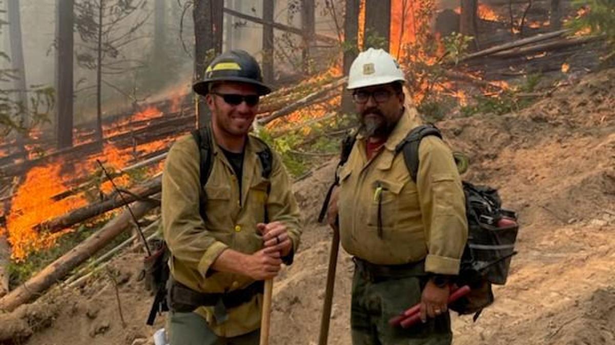 This is his 32nd fire season for Firefighter Joaquín Márquez (right). He is proud of his Hispanic Culture.