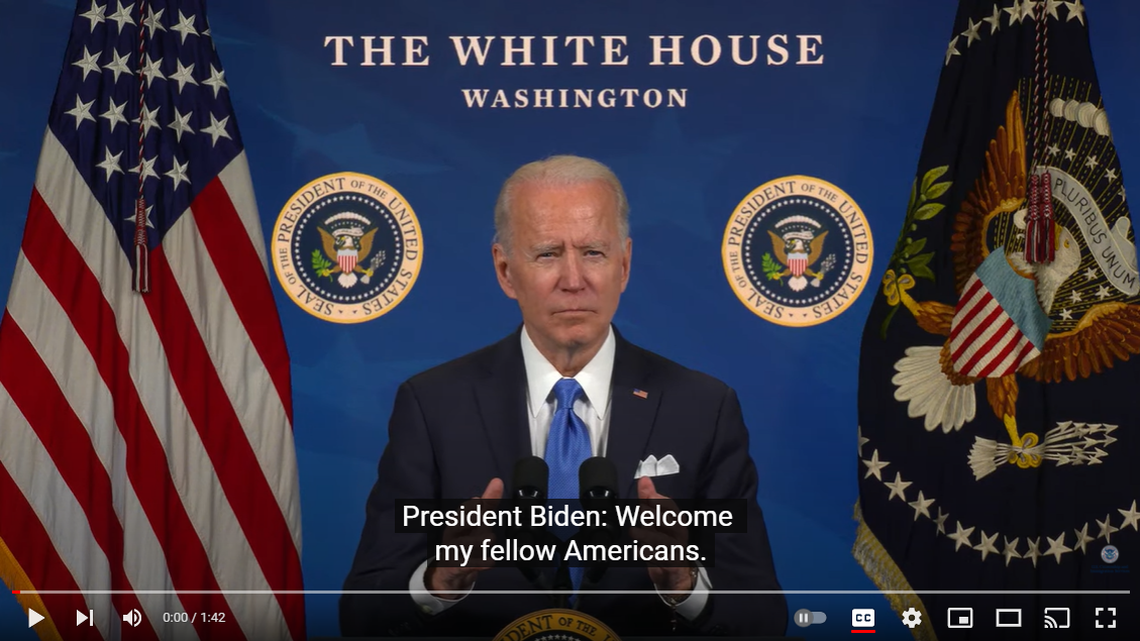 Screenshot of President Joe Biden’s video message to newly sworn in U.S citizens.