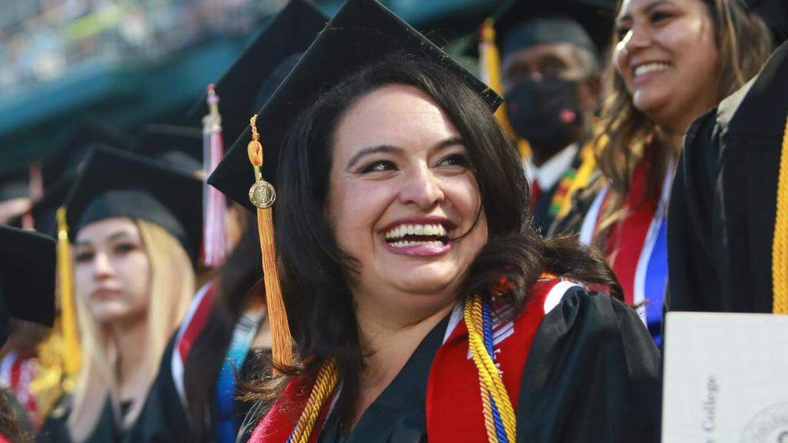 Fresno City College graduates during the commencement ceremony on June 3 at Chukchansi Park.