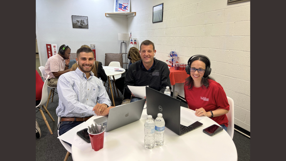 State Senate candidate David Shepard, left, took part in a campaign event with Congressmember David Valadao in November 2022.