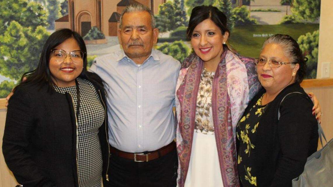 State Sen. Melissa Hurtado (second from right) took the oath of office on Dec. 10. She was accompanied by her sister, Esmeralda Hurtado, and her parents.