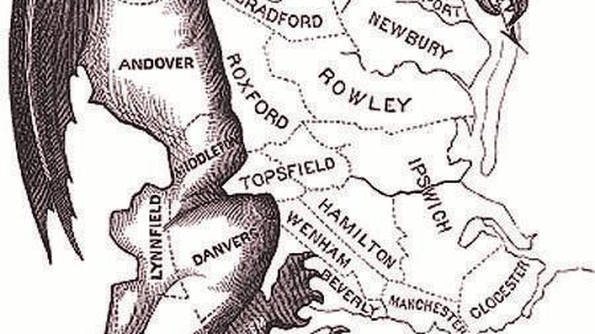 El Condado de Essex, Massachusetts, se contorsionó tan severamente para proteger a Elbridge Gerry que algunos comentaron que parecía una salamandra y otros un dragón. De ahí nació el término “gerrymander.”