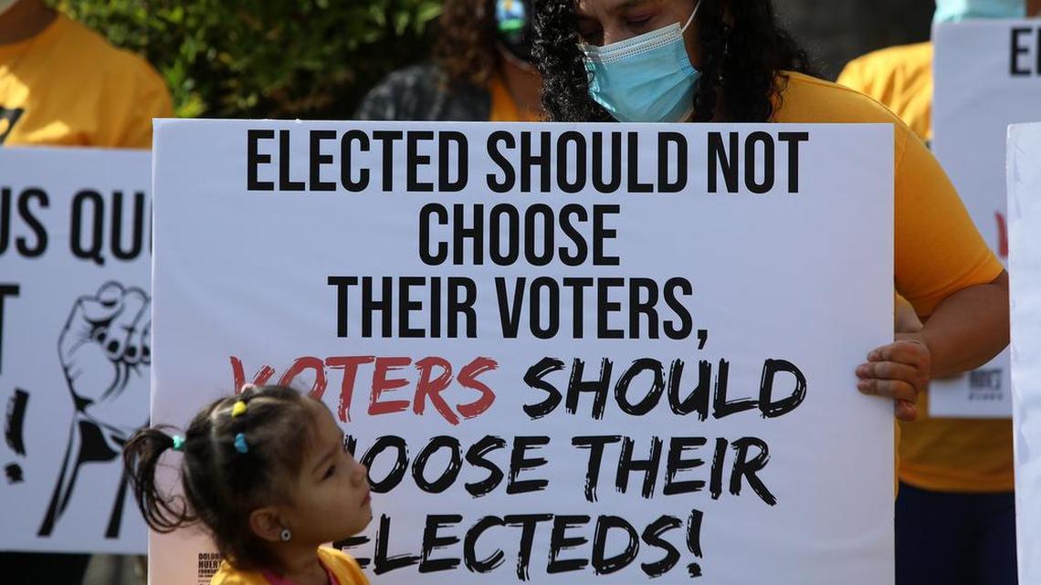 The Dolores Huerta Foundation joined other community organizations to push for a Fresno County Board of Supervisors district map that adheres to state and national redistricting criteria at an October 2021 press conference in Fresno.