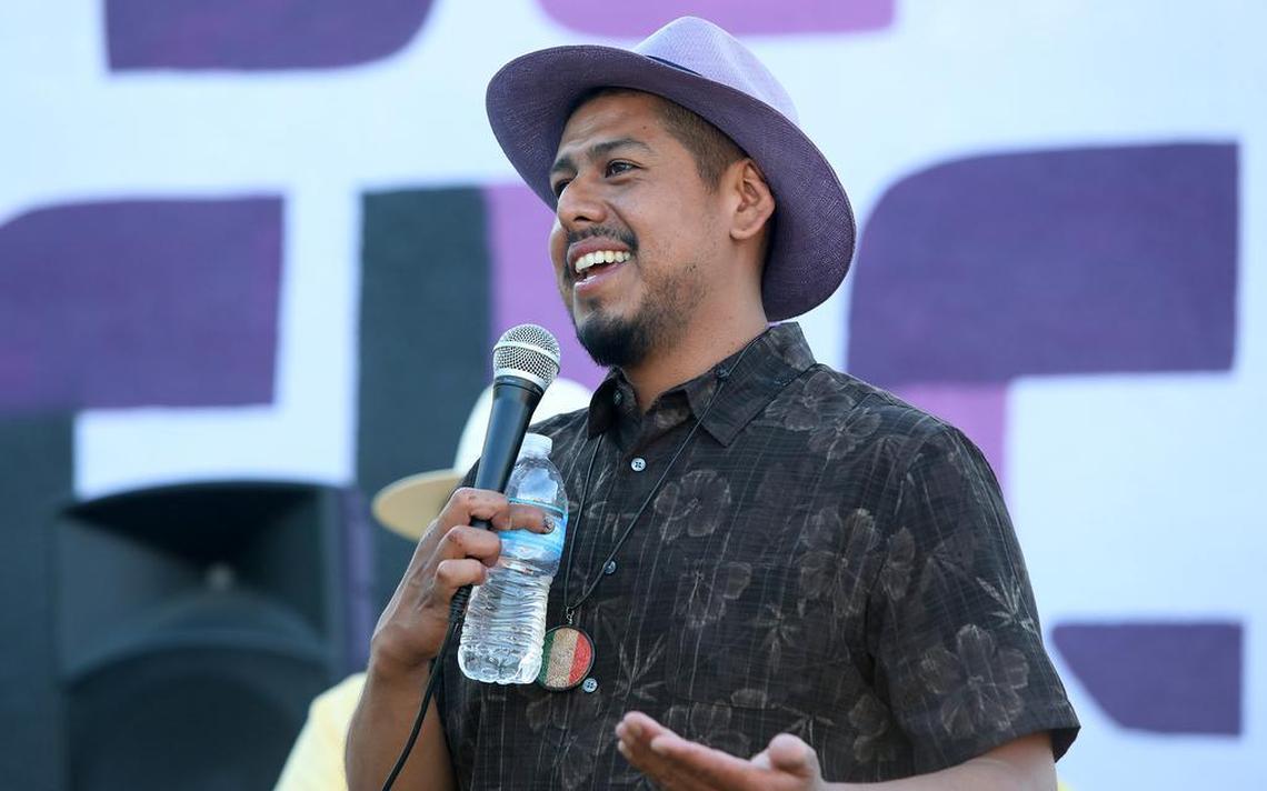 Mauro Carrera was the lead artist in recreating a mural used as a backdrop by Teatro Campesino in 1968 in Del Rey.