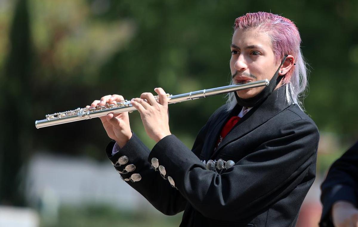 Matthew Castellón plays with Mariachi Fresno State during the Sept. 16, 2021 Bienvenida.