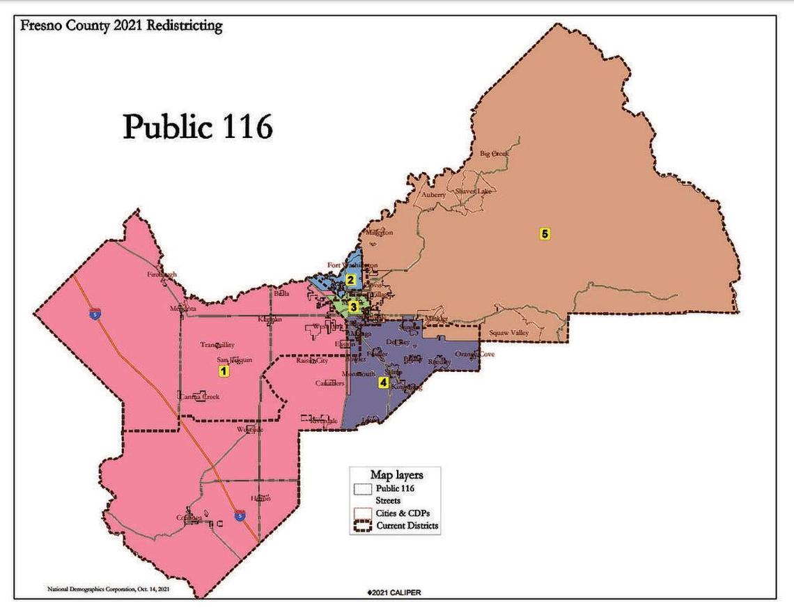 This is Fresno County Board of Supervisors map being proposed by a local coalition.