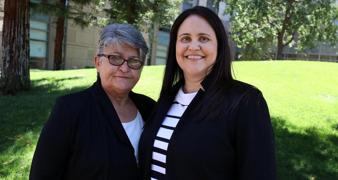 Ana de Alba, here with her mother Ana Celia de Alba, was sworn in as the first Latina on the U.S. District Court for the Eastern District of California.