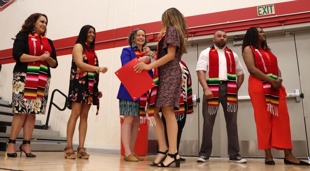 Fresno City College leaders congratulated about 80 students who took part in Saturday's (May 21) Latino Graduation Celebration inside the gym.