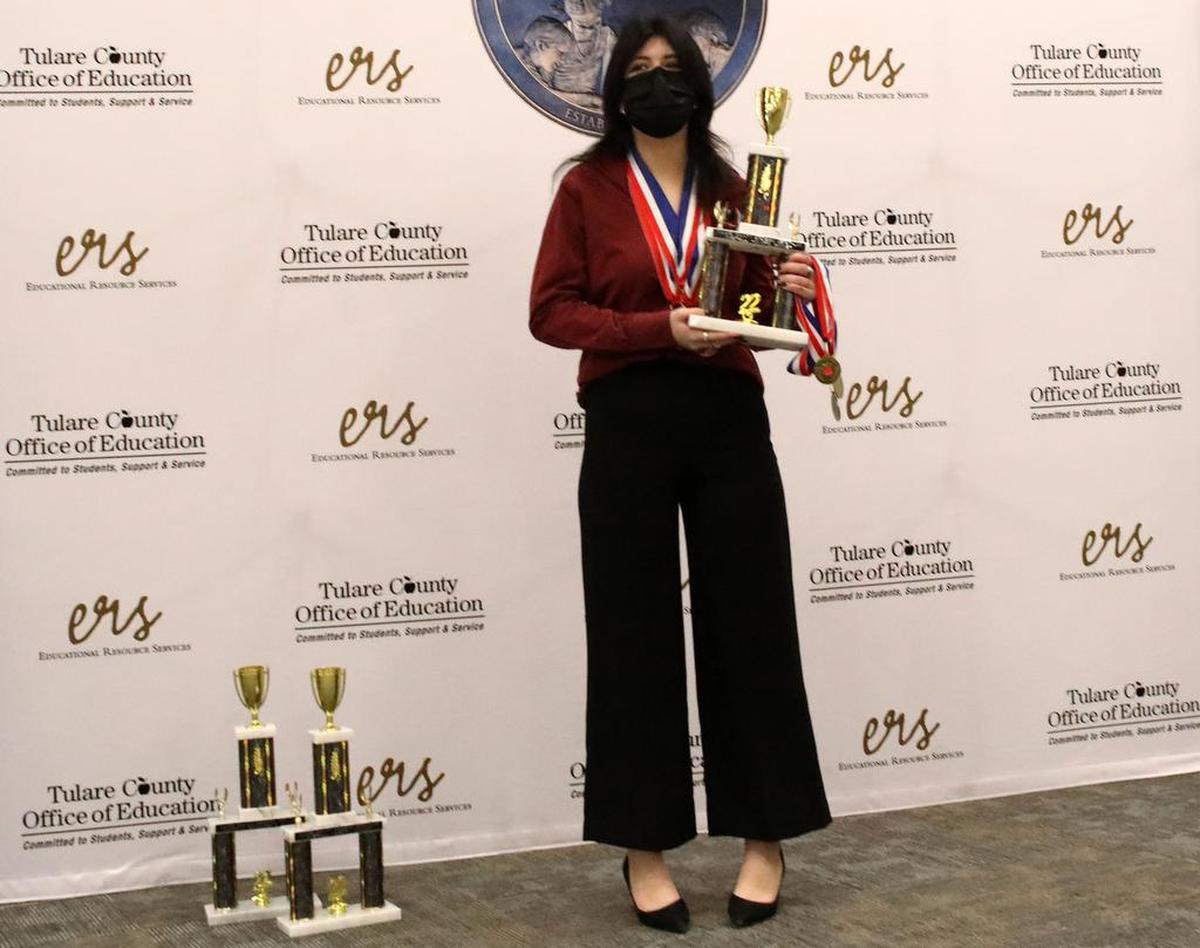 Sofia Biagio of Granite Hills High was the top competitor in four categories of the Tulare County Academic Decathlon, and won the top individual honors.