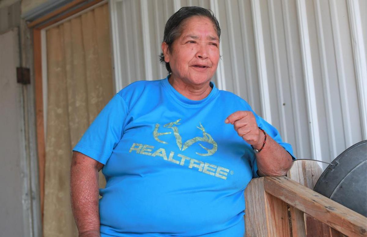 La señora Hermila Raya, en su casa rodante en Cantúa Creek 25 de julio. .