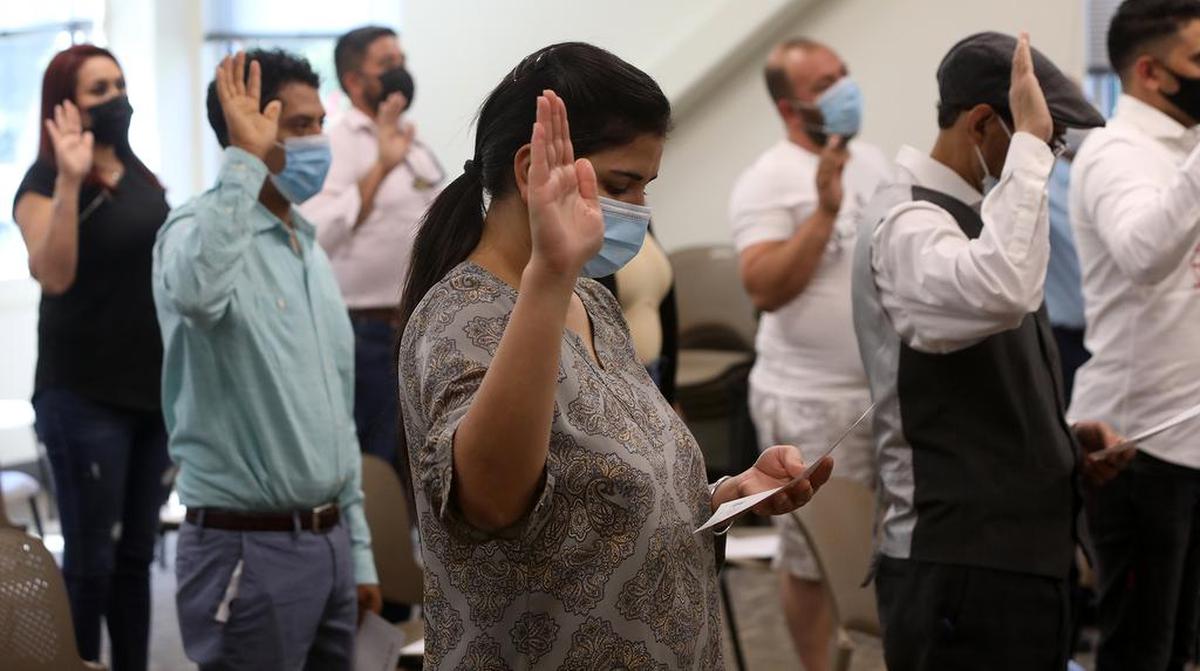 The Fresno office of U.S. Citizenship and Immigration Services gave the oath of naturalization to 60 Valley residents on July 15, 2021.