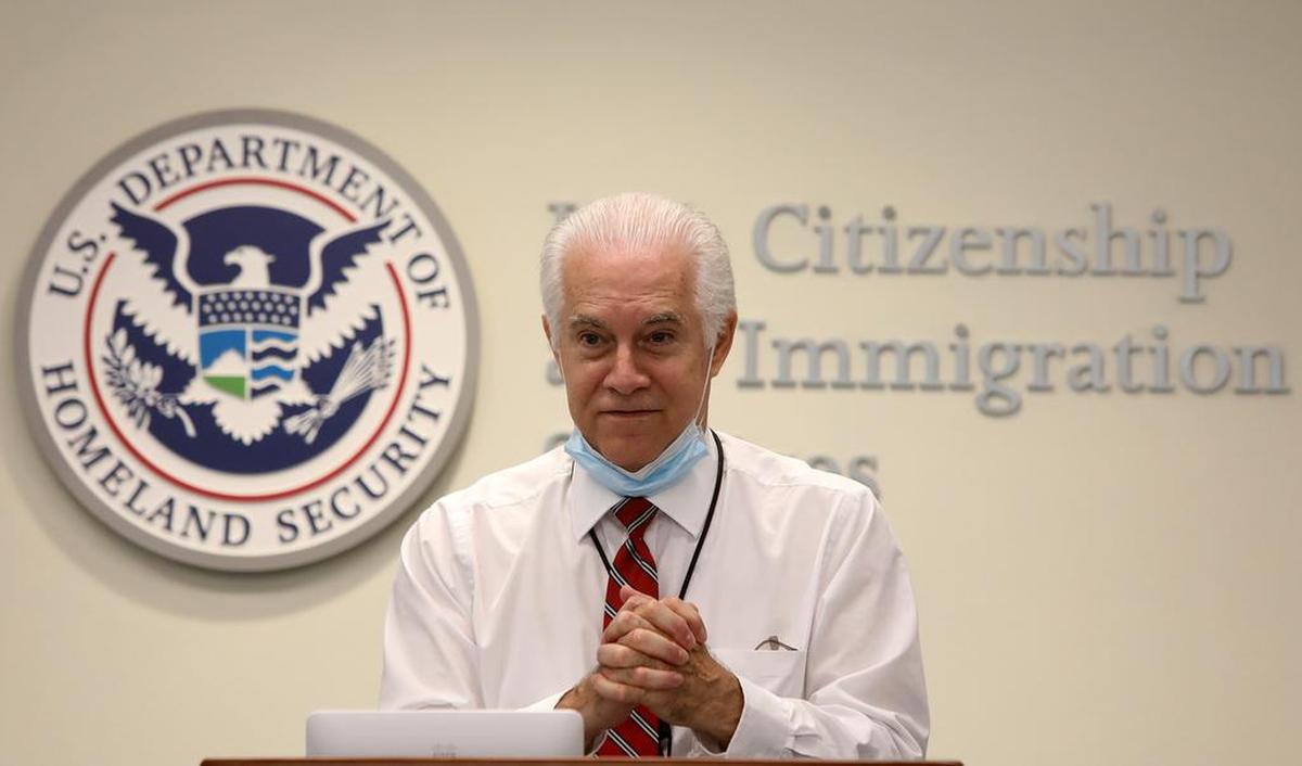 Richard Carter, an officer with the Fresno office of U.S. Citizenship and Immigration Services, gave the oath of naturalization to 60 Valley residents on July 15, 2021.