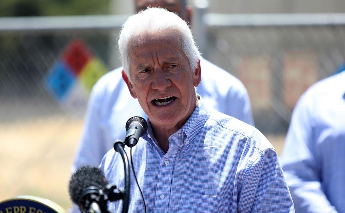 Congressmember Jim Costa, D-Fresno, joined Sen. Alex Padilla in a “listening tour” that looked at the need for water infrastructure repairs in the Central Valley. The group held a press conference in Dos Palos on July 16, 2021.