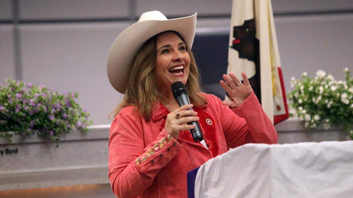 State Sen. Marie Alvarado-Gil participates in a community swearing-in ceremony at the Modesto Irrigation District board room on March 16, 2023. About 125 people showed up.