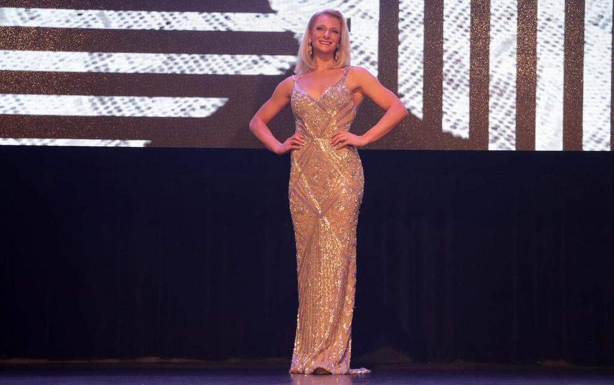 Miss Santa Mónica Cassie Roby won the evening gown competition in the Miss California Volunteer Pageant held at the Tower Theatre on Jan. 15, 2023.