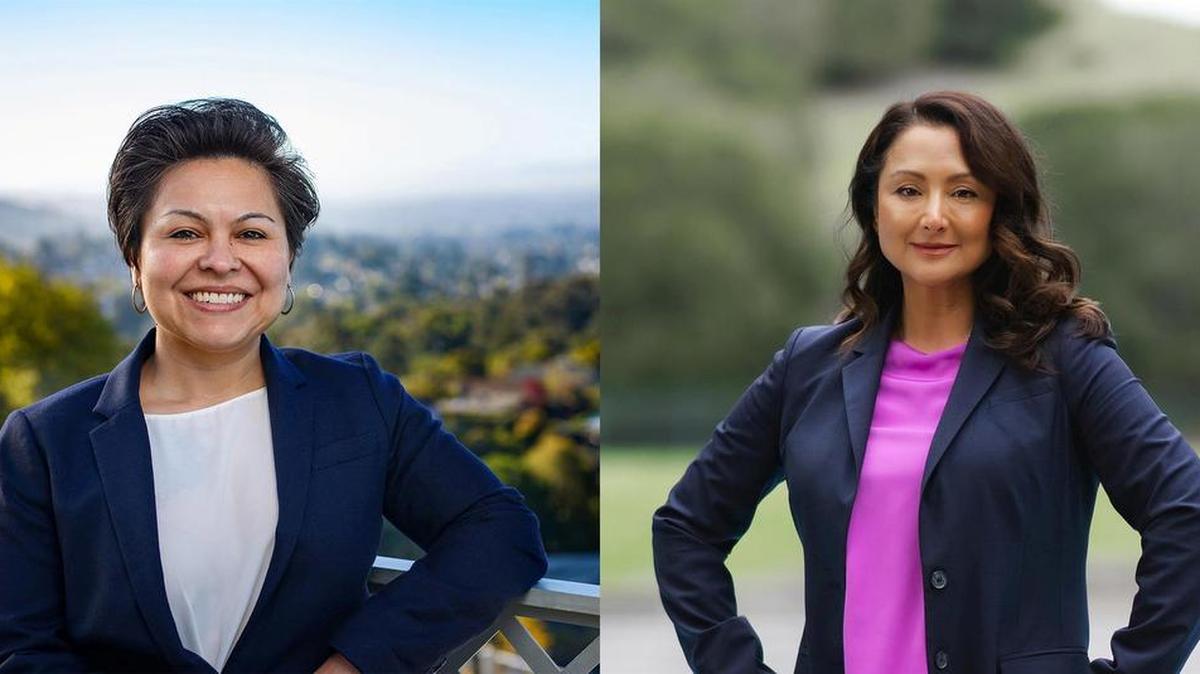 Composición de dos fotografías de campaña donde aparecen Yesenia Sánchez (i) y Christina Corpus (d) que se convertirán en las primeras alguaciles latinas de California después de sus victorias en los condados de Alameda y San Mateo, respectivamente, en los comicios pasados.