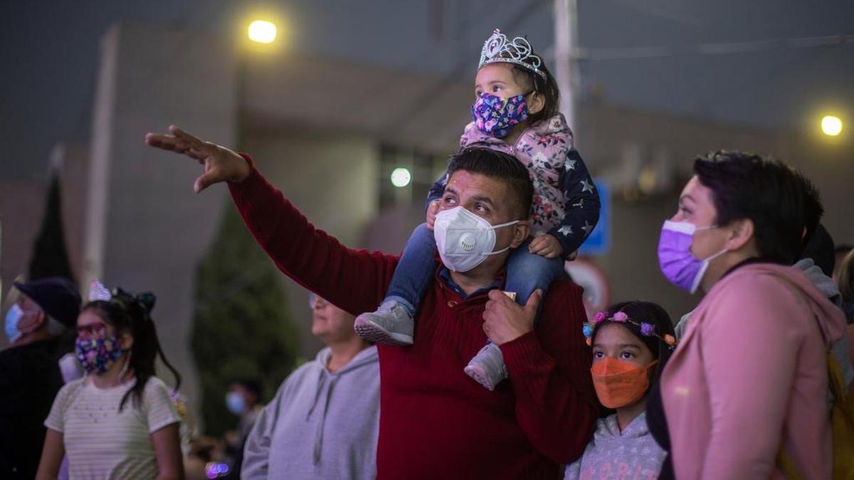 Children with their parents celebrated the arrival of the Three Wise Men in México City on Jan. 4, 2022.