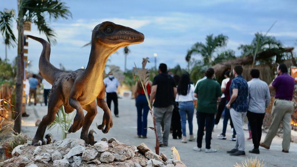 Visitors flock to the Jurassic Path theme park in the municipality of Progreso, in Yucatan on May 31.