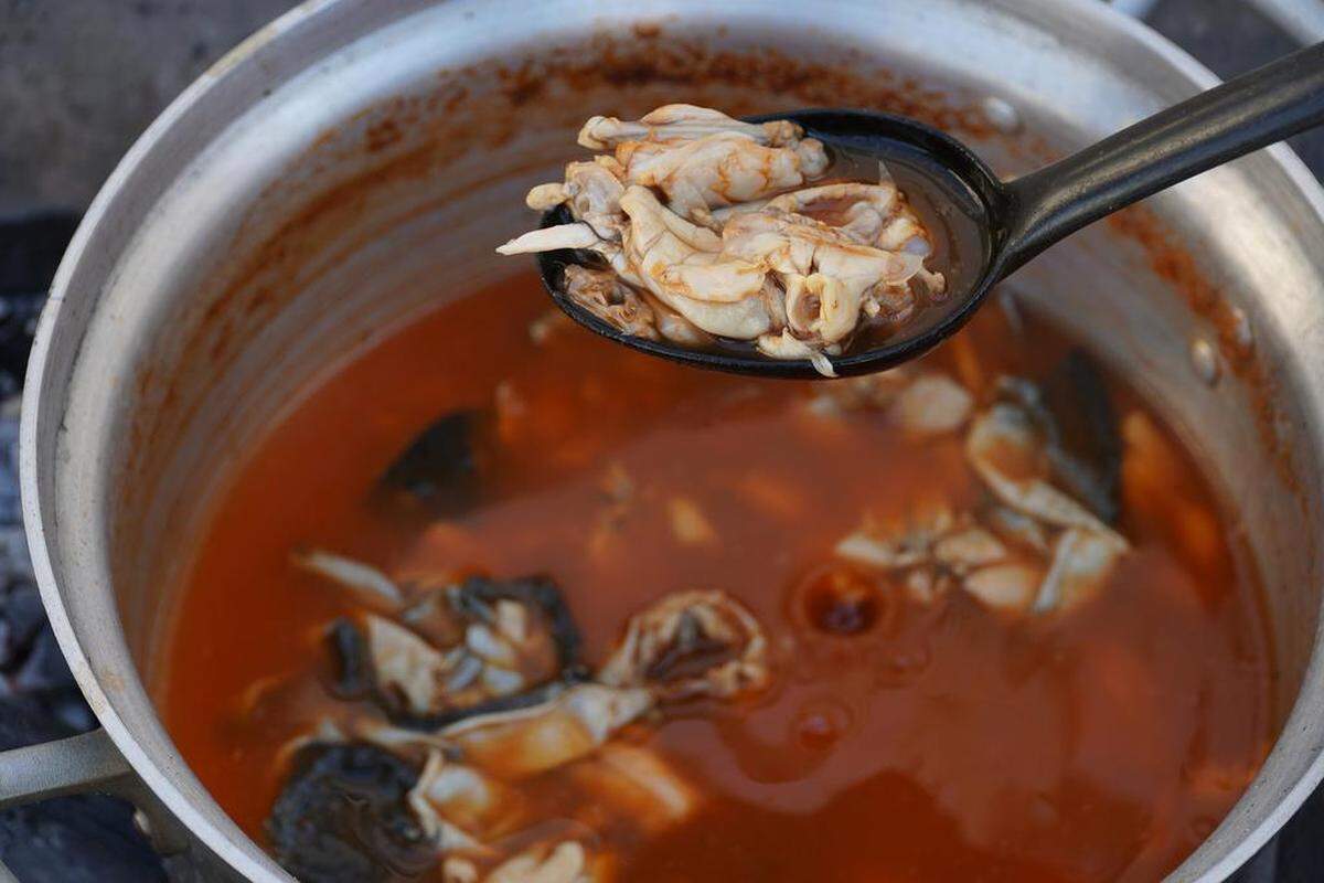 This soup dish in Santiago Textitlán, Oaxaca features frog meat.