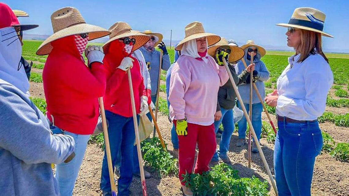 Milena Mayorga, embajadora de El Salvador en los Estados Unidos, visitó a los trabajadores agrícolas en el oeste del condado de Fresno a principios de mayo. Mayorga espera que se abra un consulado salvadoreño en Fresno a fines de mayo o principios de junio.