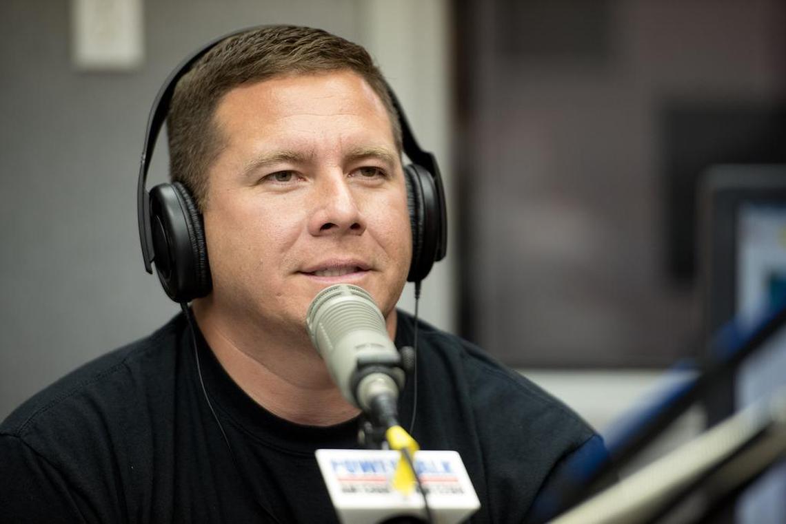 Stanislaus County Sheriff’s Department candidate Juan Alanis is a guest on the talk show “Behind the Badge” at KFIV studio in Modesto, Calif., Thursday, May 17, 2018.