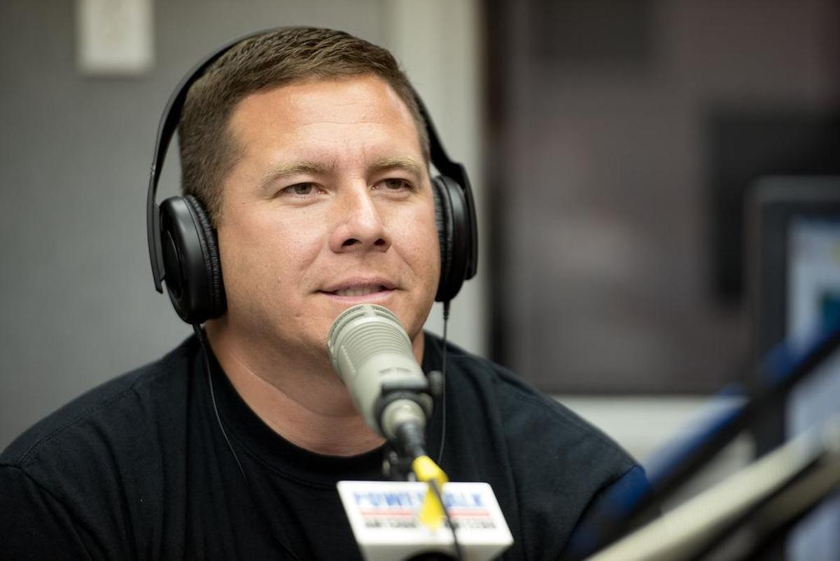Stanislaus County Sheriff’s Department candidate Juan Alanis is a guest on the talk show “Behind the Badge” at KFIV studio in Modesto, Calif., Thursday, May 17, 2018.
