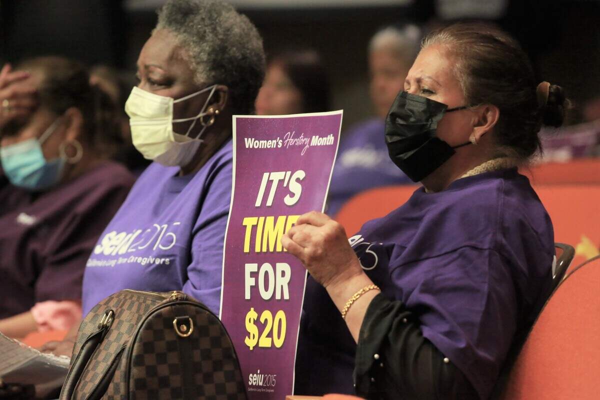 Kings County home care providers of SEIU Local 2015 advocated Tuesday morning for ‘Time for $20’ wages to the board of supervisors.