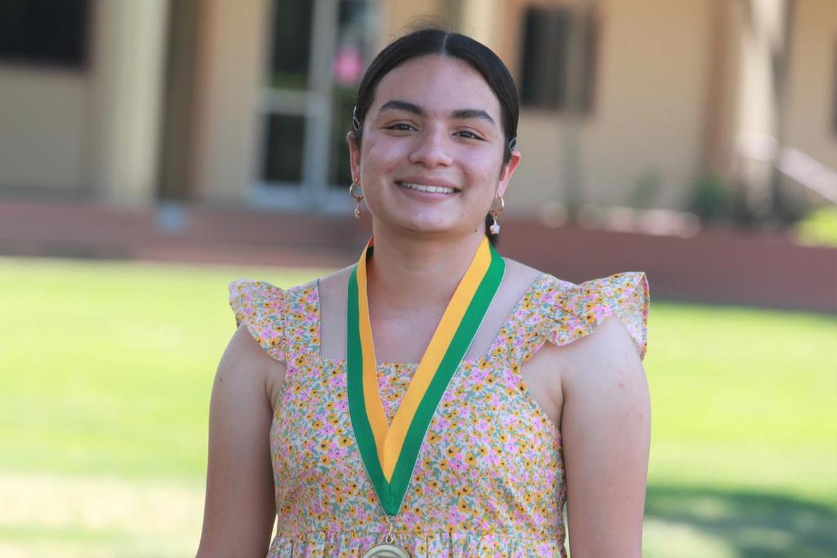 Edison Scholar Jacqueline Canchola-Martínez at Redwood High School June 1 in Visalia.