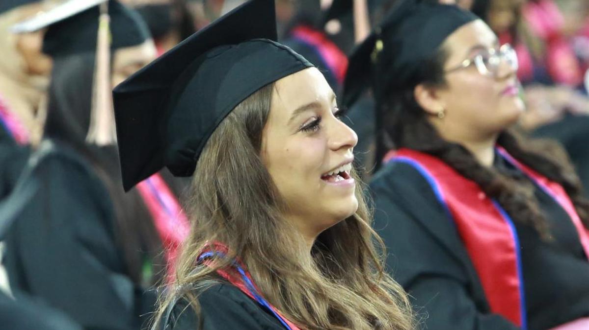 Fresno State undergraduate Dean’s Medalist Desiree Galván during second of six ceremonies on Friday, May 14, for the College of Health and Human Services.